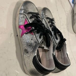 Golden Goose Silver and Pink SuperStar Sneakers Size 37
